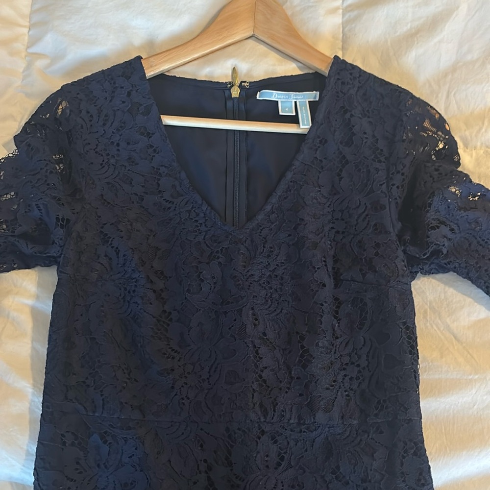 Draper James Midnight Blue Lace Long Sleeve Dress